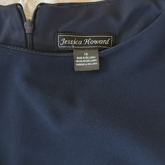 Jessica Howard Chiffon Cape Dress Navy Size 16 NWOT - Picture 6 of 6